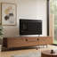 Meuble télé Mid-Century moderne avec portes à lattes et 4 compartiments intérieurs-1076359967