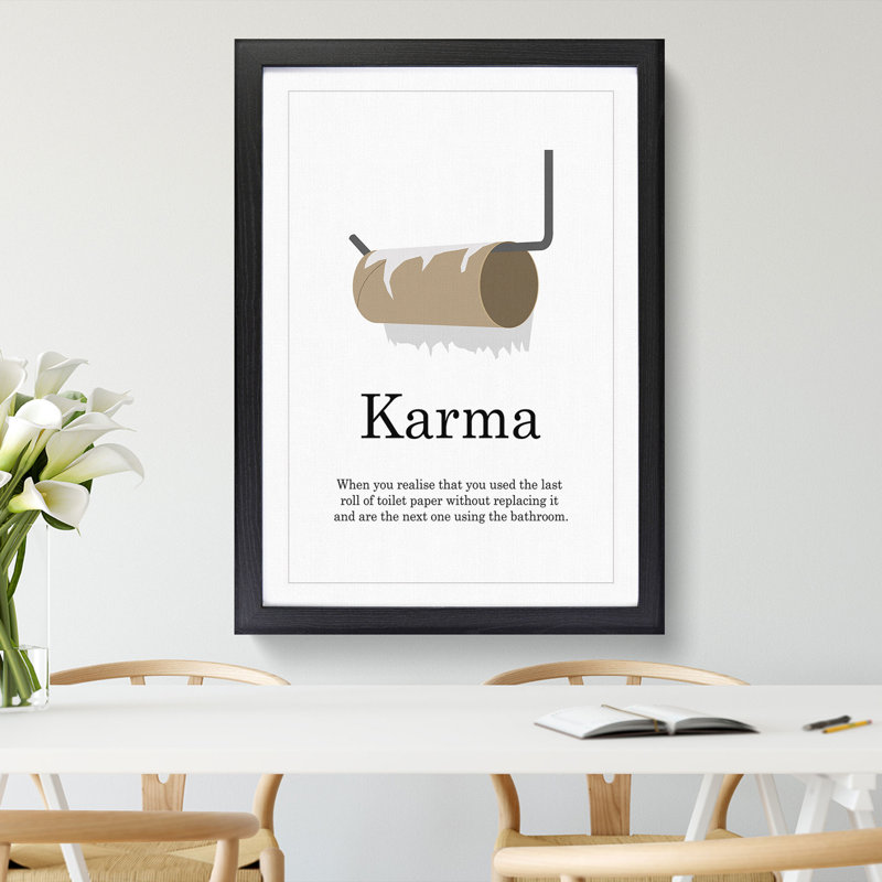 Karma - Picture Frame Typography, 65cm H x 48cm W x 2cm D, Black Framed