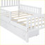 Lit plateforme simple en bois de pin massif avec 2 tiroirs de rangement Barrières de sécurité blanches pour la chambre à coucher