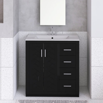 30'' Bathroom Vanity With Ceramic Sink Combo