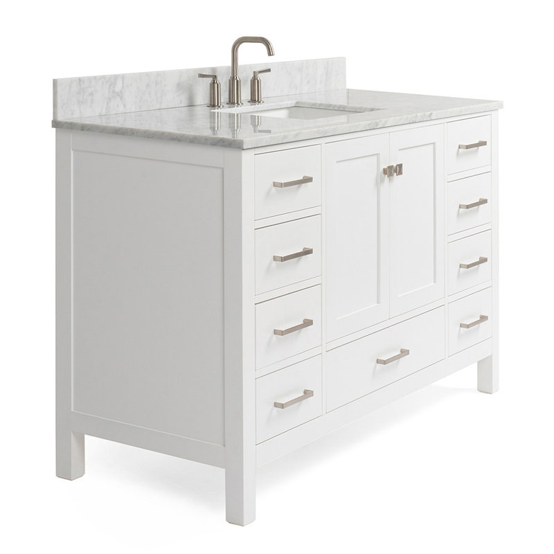 Ensemble de meuble-lavabo simple 55 po Flynt, Blanc, Nickel brossé