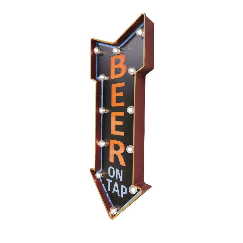 LED Lighted "Beer On Tap" Arrow Sign Wall Decor