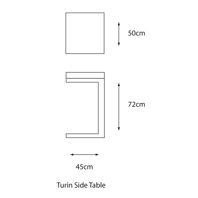 Square Outdoor Side Table - 45 cm W 50 cm D
