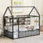 Structure de lit simple en métal avec clôture et tablettes-241766762-241766763