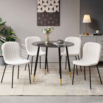 4 - Person Glass Top Four Leg Dining Set