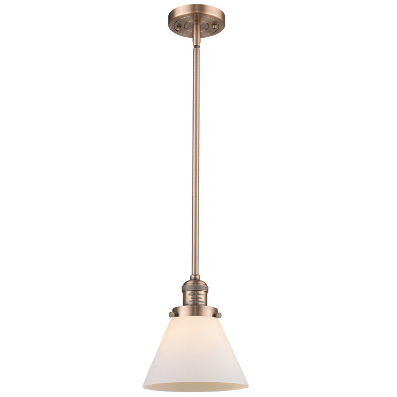 Luminaire suspendu conique à 1 lumière Mosley, Ampoule DEL 6 watts Vinage, Cuivre antique, Blanc mat