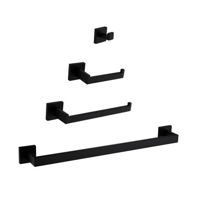 4 304 Stainless Steel Bathroom Appliance - Matte Black, Rust-, , Modern Appearance, Simple Installation For Different Rooms Hardware Ensemble In Black Steel, Scratch-, Outlook, Easy Setup Multiple