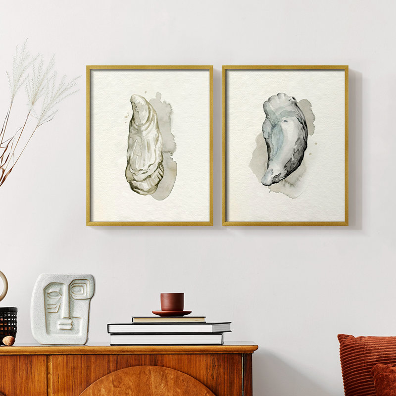«Oysters on the Bay», reproduction encadrée I-Premium - prête à être accrochée - aucun clou requis - aucun clou requis, Doré