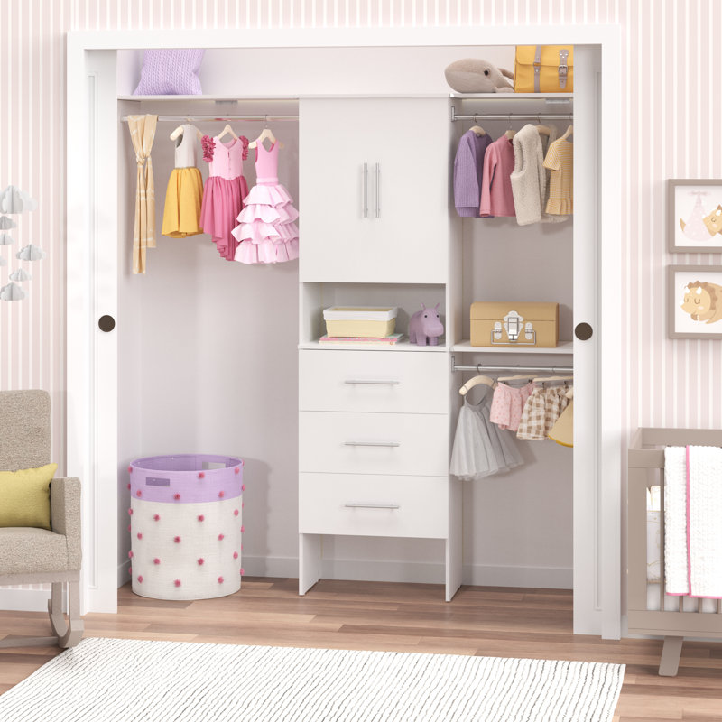 SuiteSymphony 84" W - 120" W Closet System with Drawers and Doors, Pure White