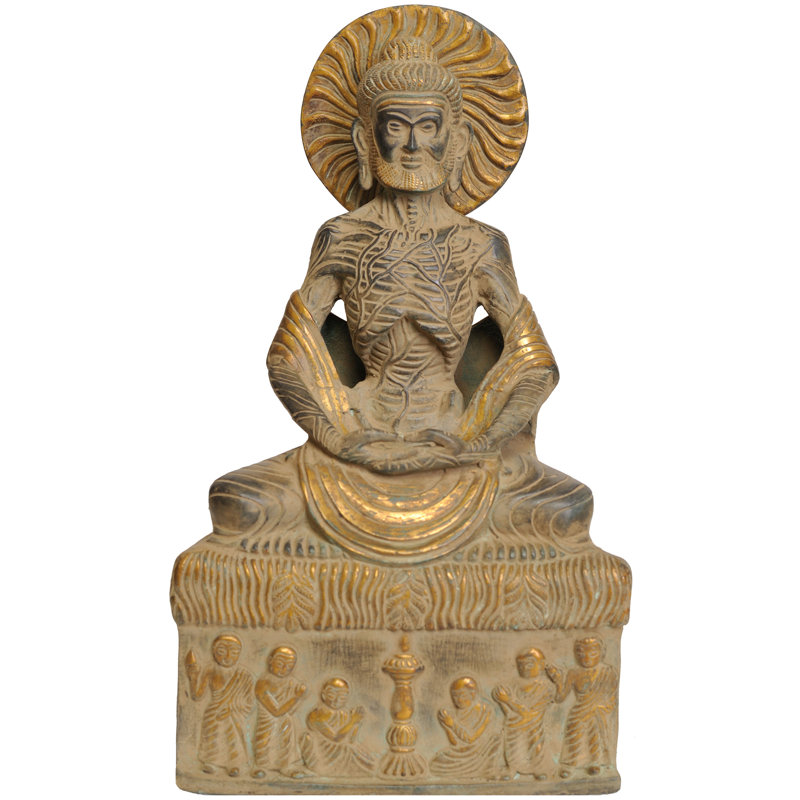 12" Emaciated Buddha Brass Sculpture – Handmade Fasting Siddhartha Statue for Meditation & Home Altars