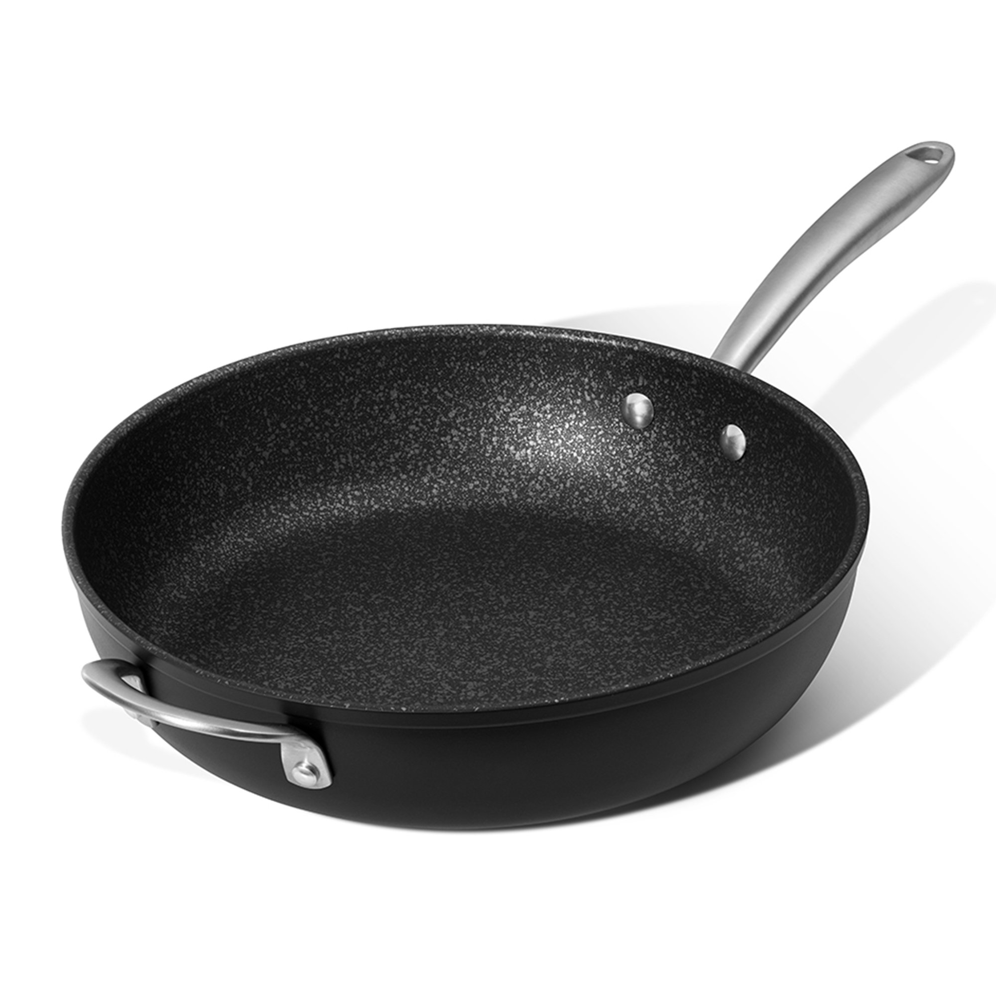 Prestige Non Stick Frying Pan with Lid 31cm Deep induction Pan with Stainless Steel Base Handles Scratch Resistant Skillet Pan Easy Cleaning