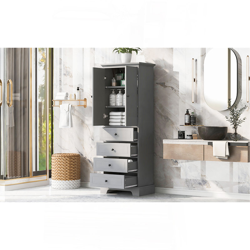 Armoire de rangement pour salle de bain et bureau, tablettes réglables, panneau de fibres à densité moyenne de qualité supérieure