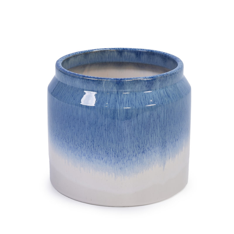 High-quality ceramic flower pots, White/Blue