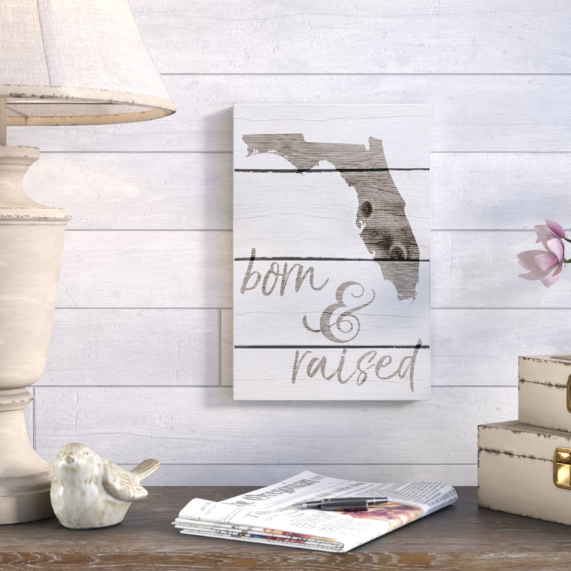 «Born And Raised Florida», art textuel, Toile tendue, H 20 po x l 16 po