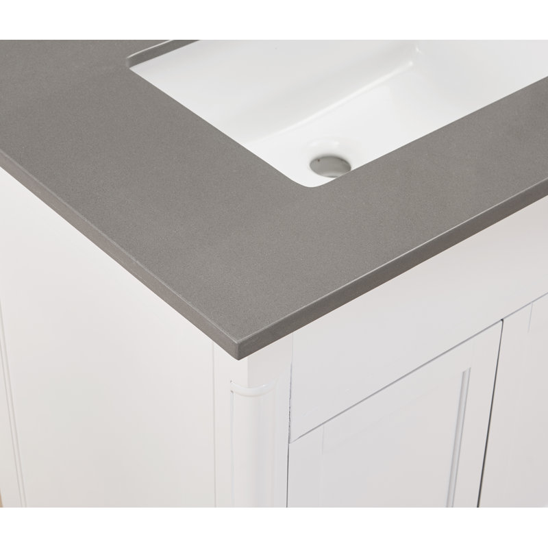 Madrid 73'' Concrete Gray Double Vanity Top with White Sinks