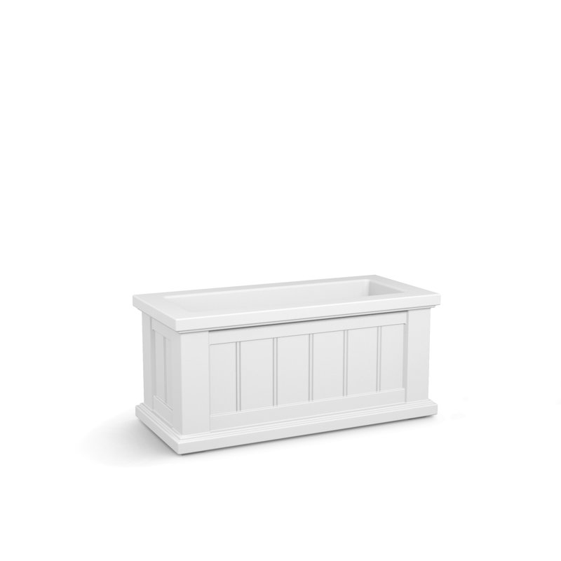 Selevae Resin Planter Box with Water Reservoir, 11" H x 24" W x 11" D, White