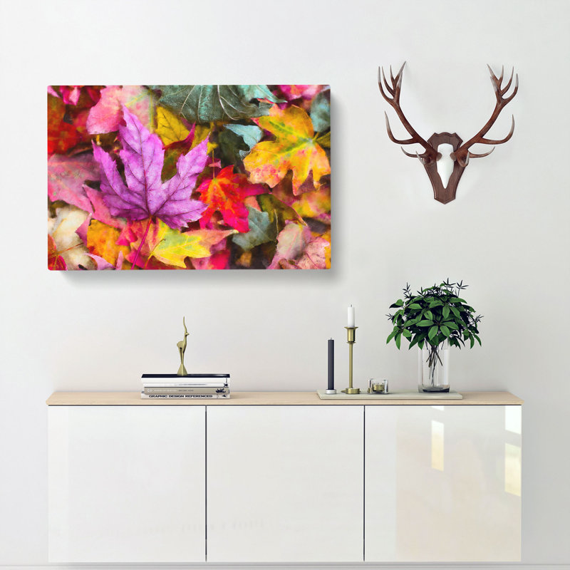 Colourful Autumn Leaves - Wrapped Canvas Painting, 50cm H x 76cm W x 3cm D