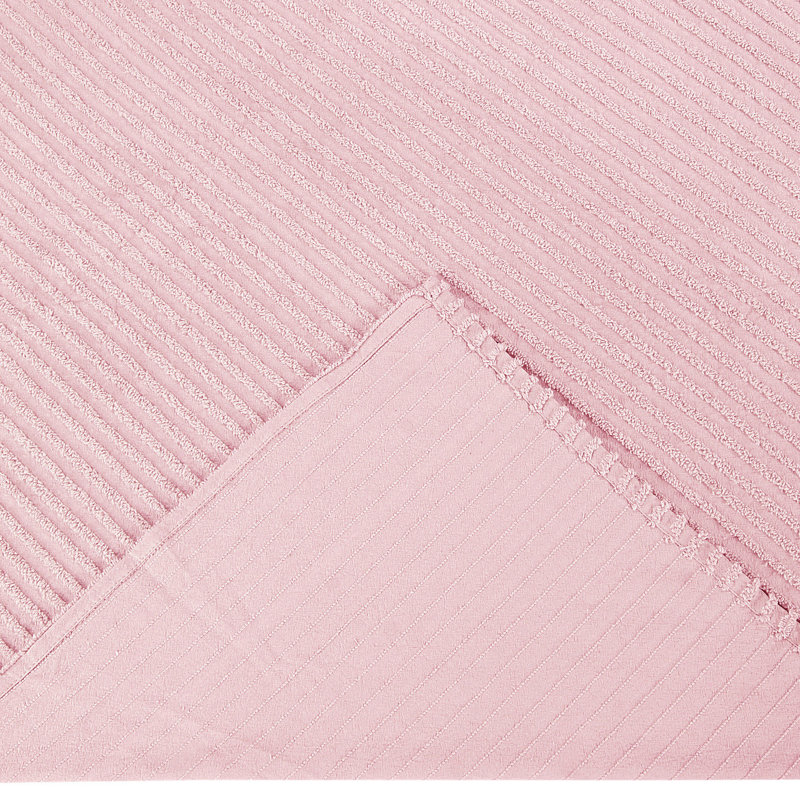 Ensemble de couvre-lit double / double touffeté 100% coton de la collection Jullian, couvre-lit rayé classique avec taies décoratives assorties, certifié OEKO-TEX, doux, respirant, lavable à la machine, toutes saisons, rose