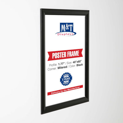 M&T Displays   Aluminum Lockable Snap Frame, 1.25" Profile, Wall Mounting, Front-Loading Poster, Picture, Certificate, Document Frame with Anti-Glare Cover (2)