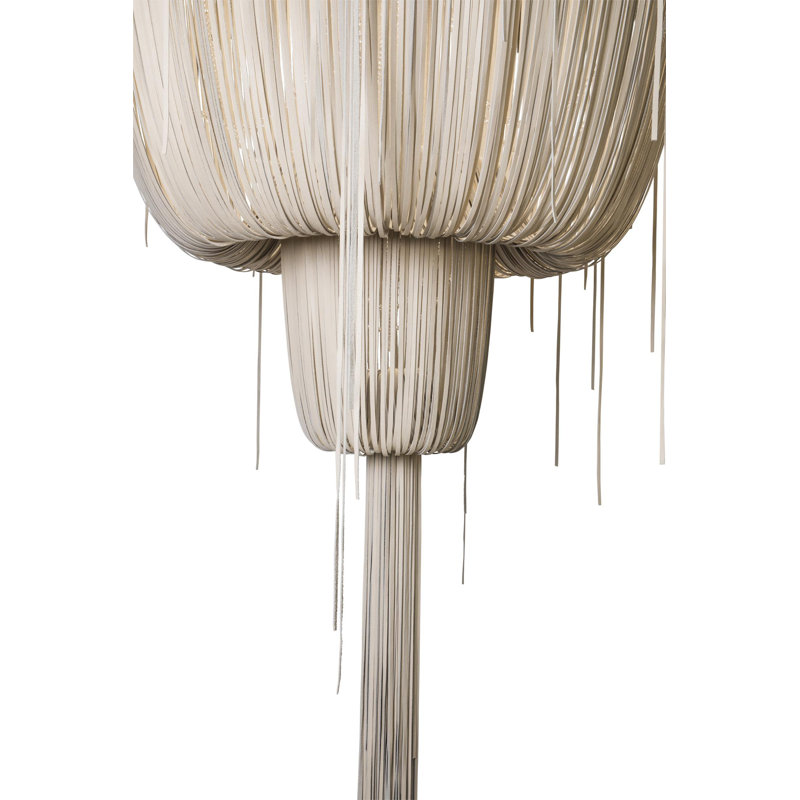 Leather Fringe Chandelier, 98" H x 48" W x 48" D, 7