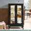 Vitrine avec portes en verre trempé, vitrine éclairée avec panneau arrière en miroir et tablettes réglables parfaites pour la maison ou le bureau (ampoule incluse)