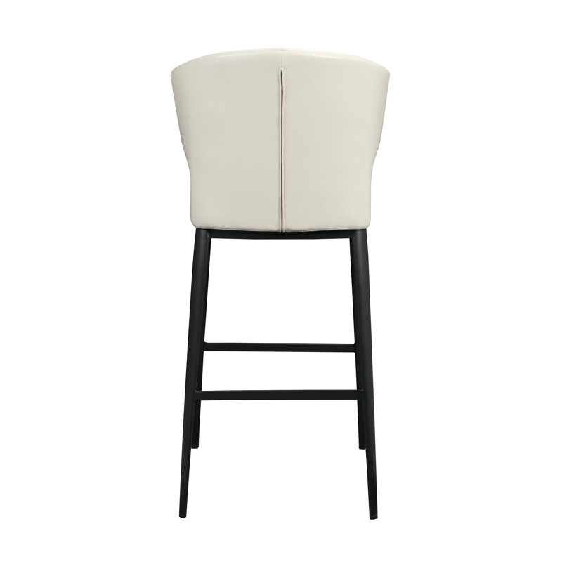 Delaney Upholstered Stool with Metal Frame, Beige Faux Leather, Counter Stool (26" Seat Height)