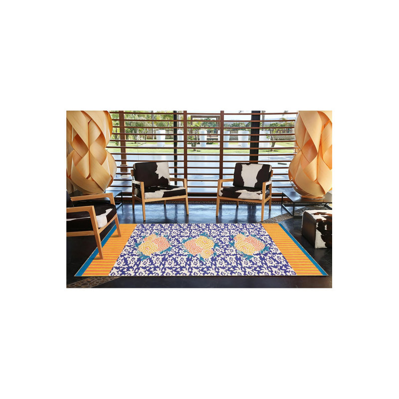 Tapis jaune tissé à motif géométrique vert clair, Sous-tapis carré 3 pi 3 po inclus