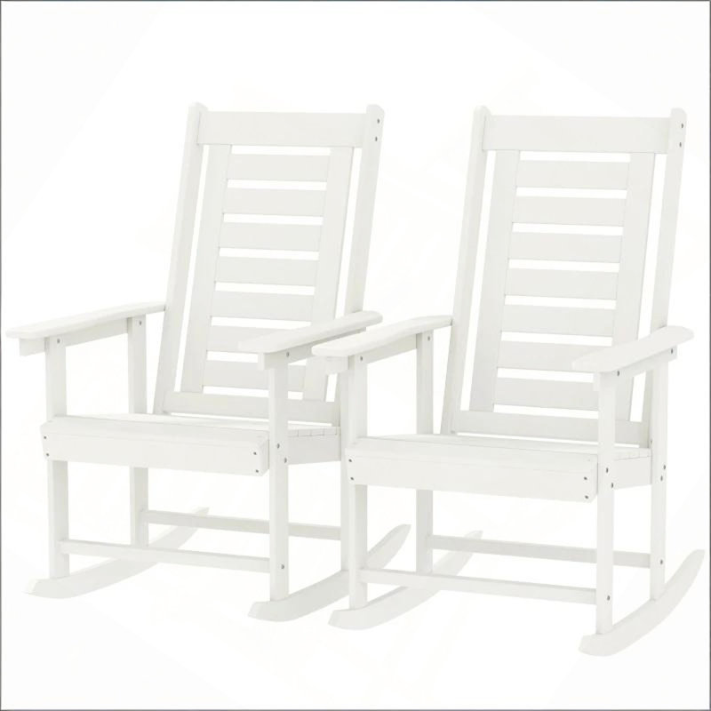 Ensemble de chaises berçantes d'extérieur, 2 pièces, Blanc