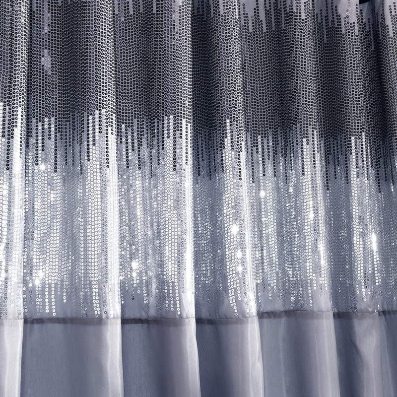 Semi Sheer Curtain Single Panel, Black/Gray