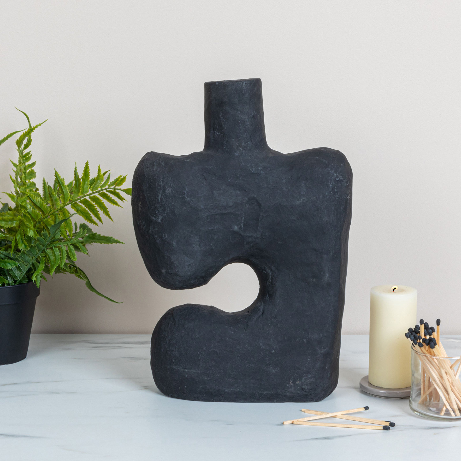 Amador 14'' Paper Mache Table Vase, Black