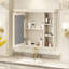 Armoire de salle de bain avec miroir et rangement - Beige / Crème / Mural