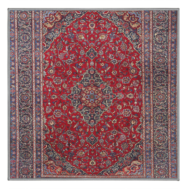 Tapis traditionnel rouge / gris, Rectangle 3 pi x 5 pi