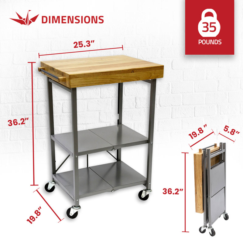 Chariot-bar pour îlot de cuisine Origami, Gris
