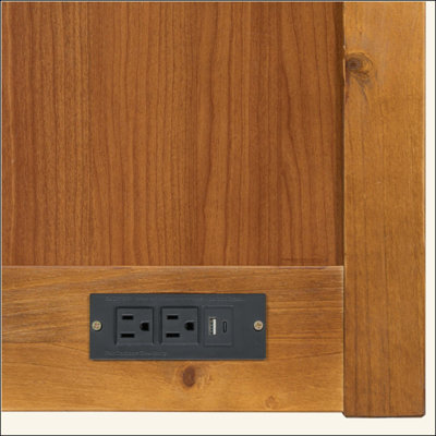 Murphy Bed, Pine Wood Cabinet Bed with Built-in USB Charging Station and Geometrical Decoration Panel