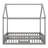 Full Size Wood House Bed with Fence-598708472
