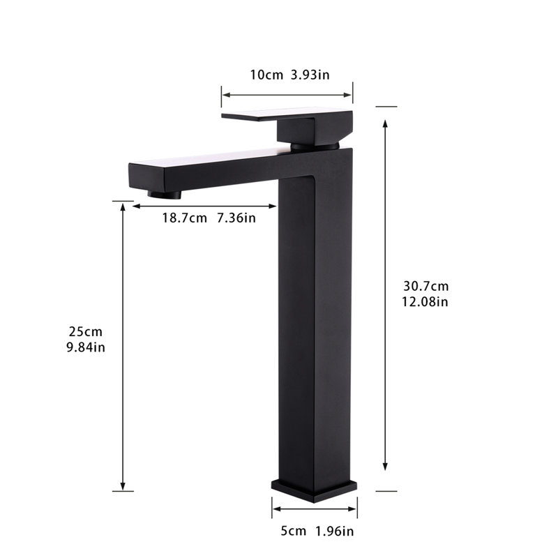 Robinet de salle de bain noir mat à fixation sur comptoir avec poignée simple et robinets à 1 trou