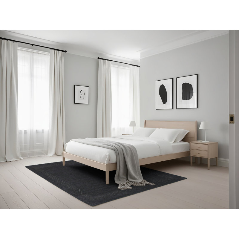 Tapis contemporain noir, Rectangle 5 pi x 7 pi