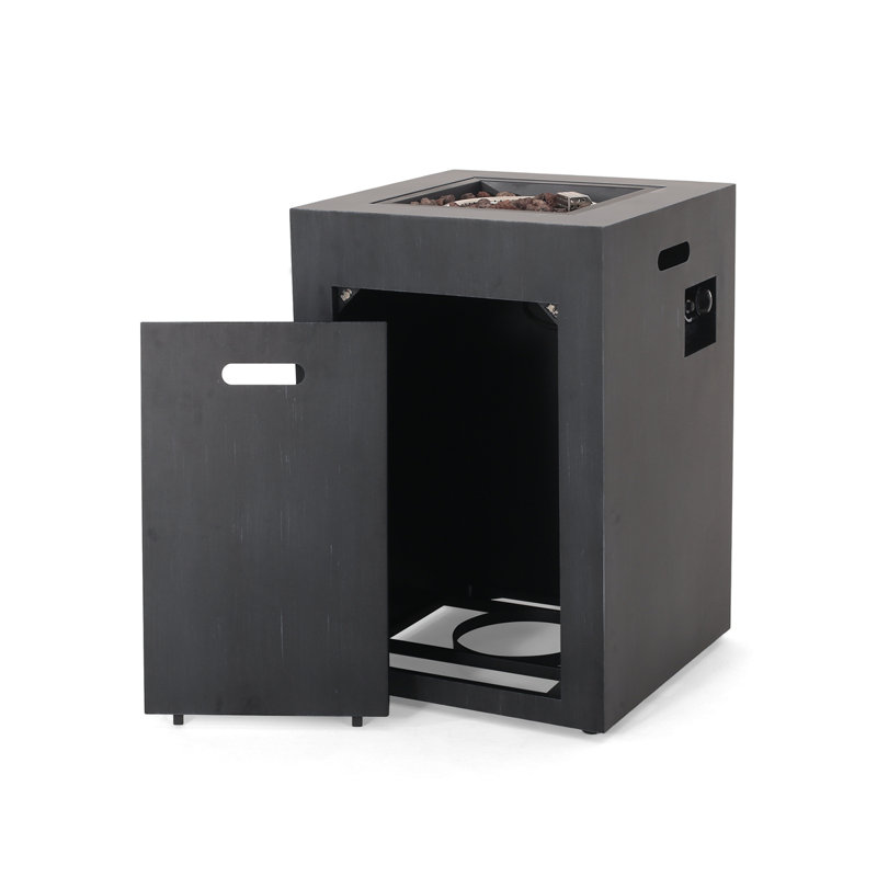 Foyer d'extérieur 19,5 "au propane 30 000 BTU, réservoir à l'intérieur, noir brossé