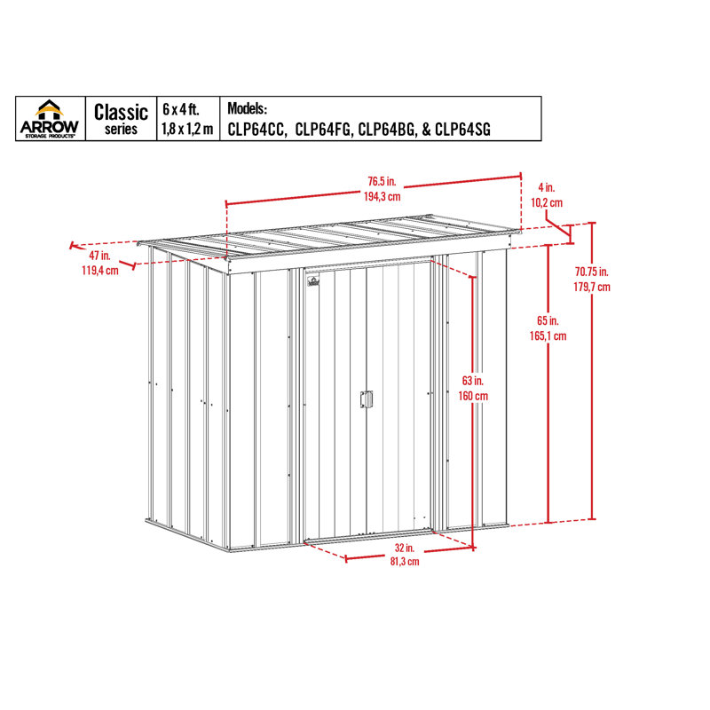 Light Gray 6' x 4' Galvanized Steel Storage Shed