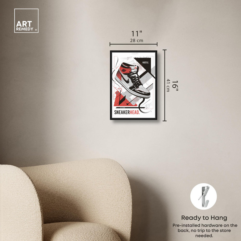 Élégantes affiches en toile Sneakerhead par Art Remedy, Cadre flottant noir, H 16 po x l 11 po