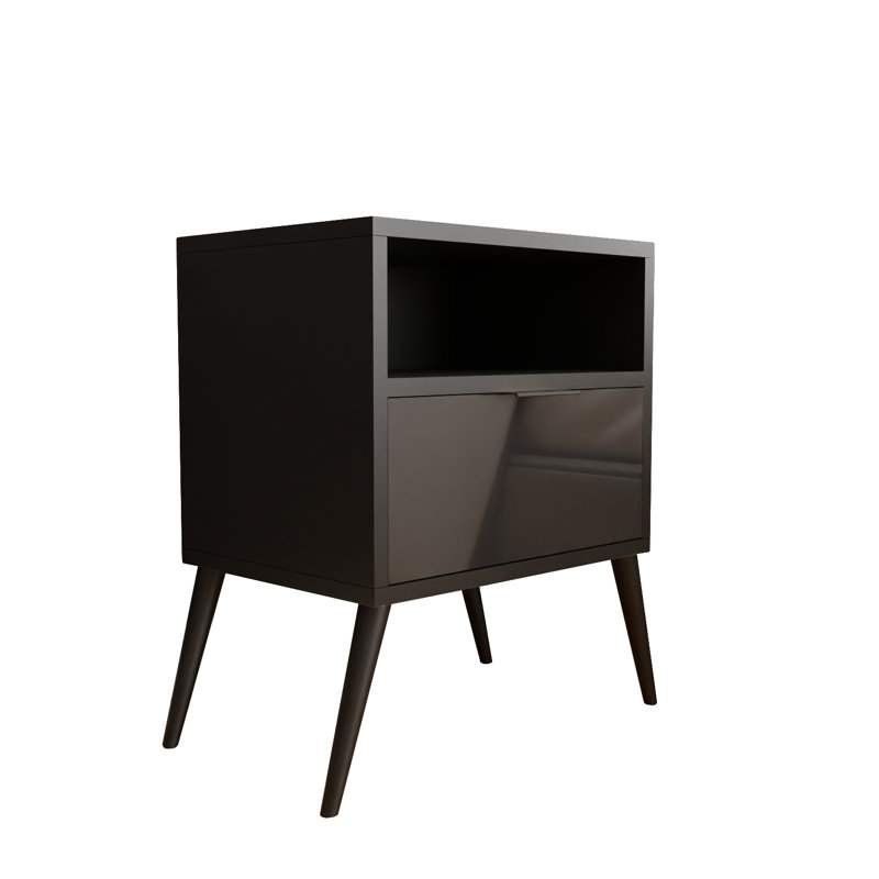 Centreville 40cm W Metal Bedside Table, Glossy Black