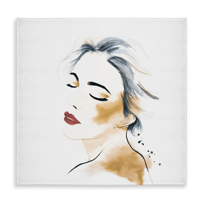 Watercolor Lady Portrait Tablecloth - Blue Indoor/Outdoor Decor