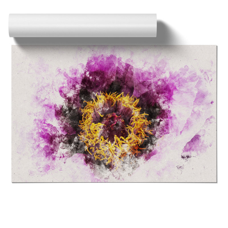 Purple Peony Flower Watercolour - Frameless Print, 30cm H x 42cm W x 0.1cm D