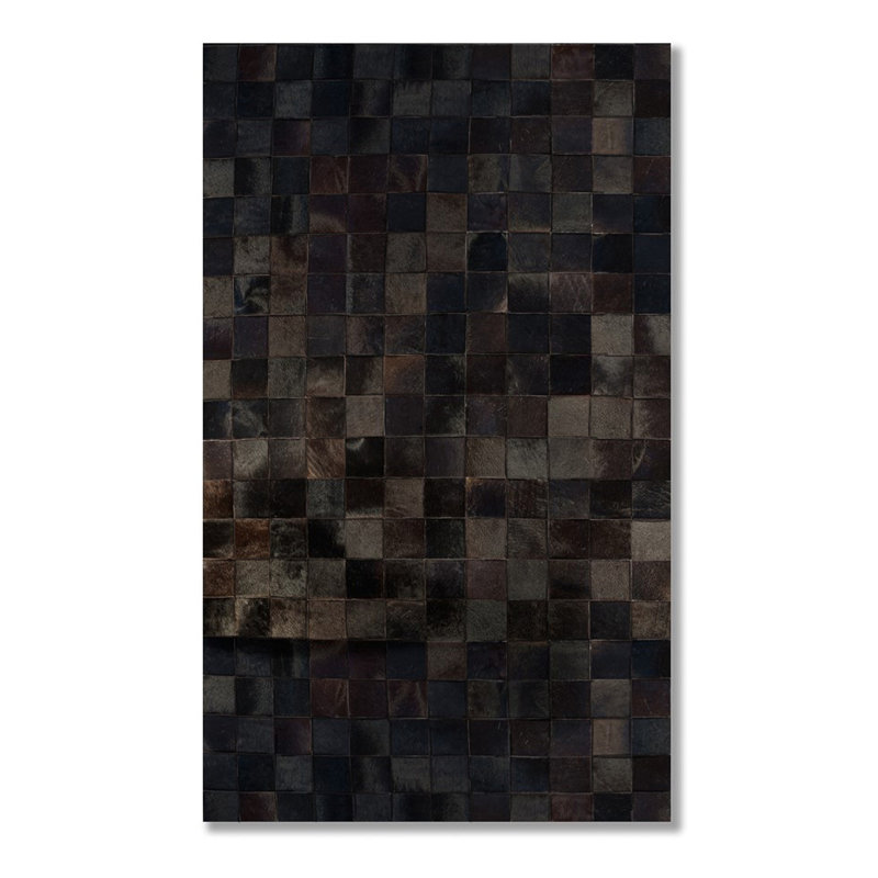 Tapis en fausse peau de mouton à motif géométrique fabriqué à la main chocolat Aayush