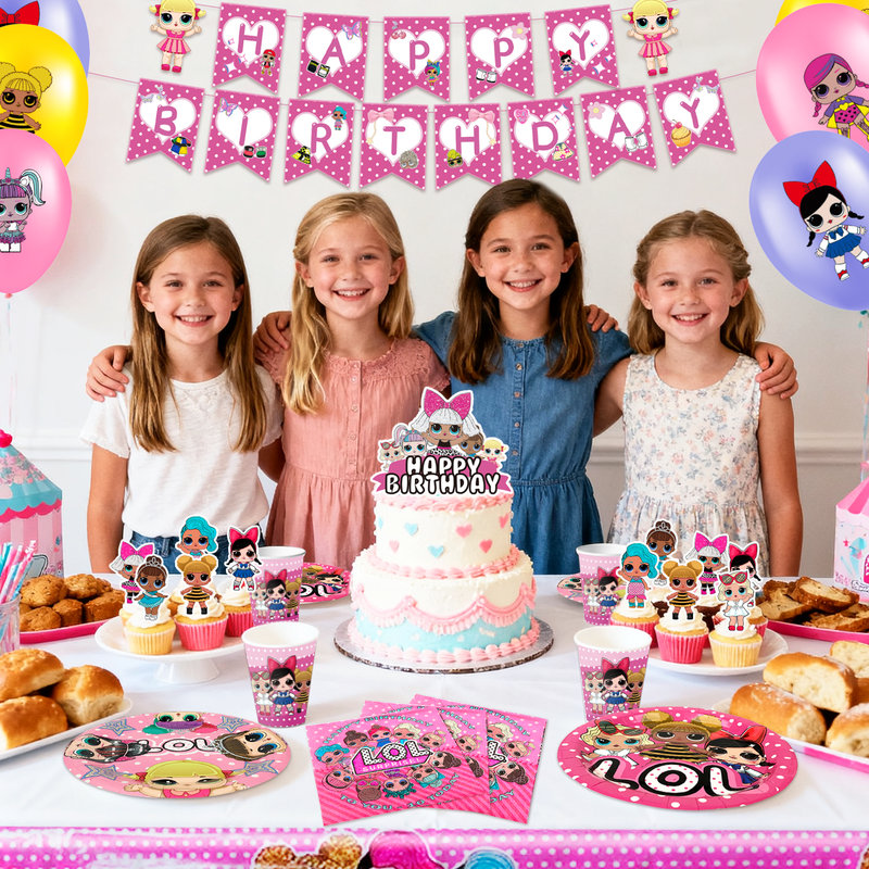 Lol Surprise Dolls Birthday Party Supplies, 112 Pcs Surprise Doll Party Decorations & Tableware sets