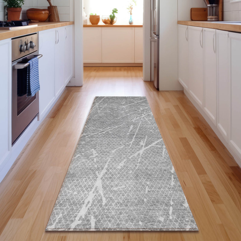 Premium Machine Washable Cerrito Gray Rug, Runner 2'3" x 7'6"