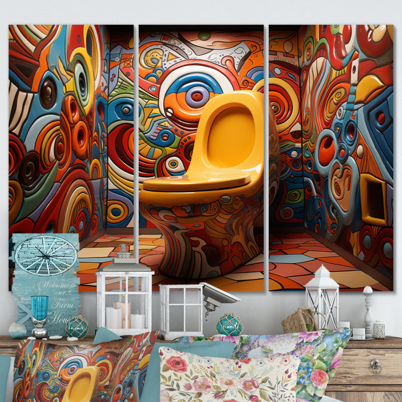 «Modern Bathroom» sur toile, ensemble de 3 pièces, H 28 po x l 36 po x P 1 po