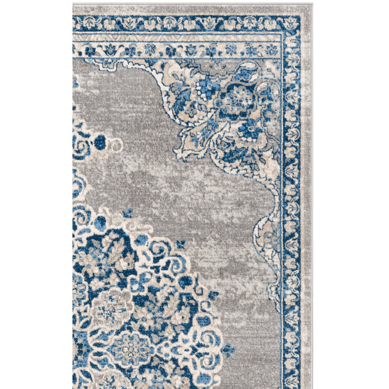 Barcus Light Gray/Blue Rug, Square 3'