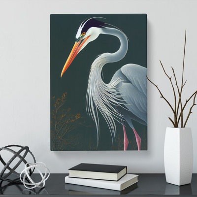 Almanza Heron Bird Traditional Vol.3 - Wrapped Canvas