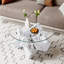 Table basse ronde moderne en verre trempé avec pieds aspect bois